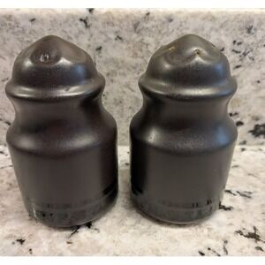 1998 Pfaltzgraff Midnight Sun Salt and Pepper Set Stoneware Black Matte